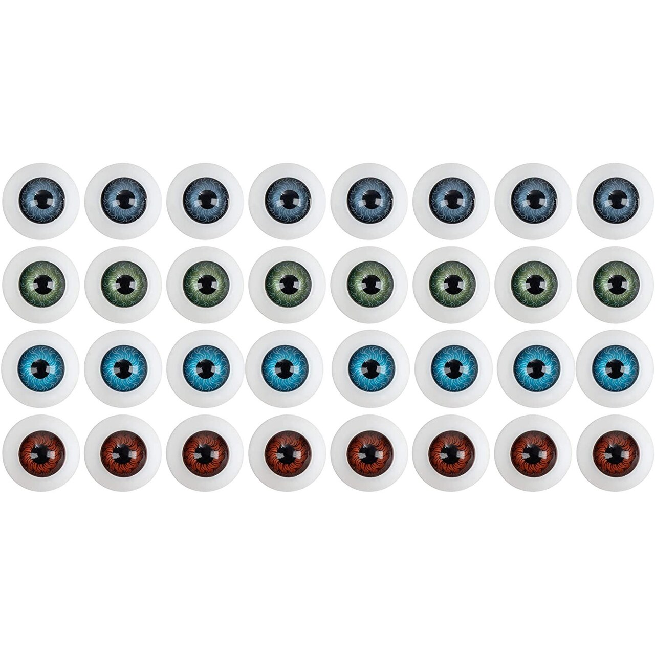Plastic Doll Eyes for Crafts and Embellishments (4 Colors, 20mm, 16 Pairs)